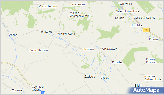 mapa Chłaniów, Chłaniów na mapie Targeo