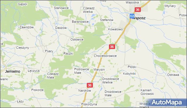 mapa Chocieborowice, Chocieborowice na mapie Targeo