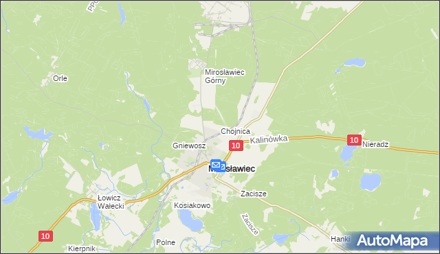 mapa Chojnica gmina Mirosławiec, Chojnica gmina Mirosławiec na mapie Targeo