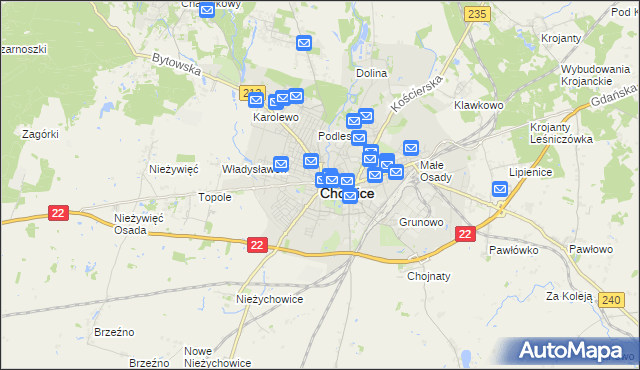 mapa Chojnic, Chojnice na mapie Targeo