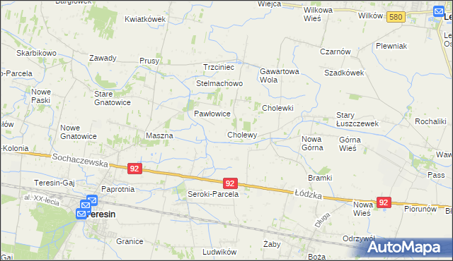 mapa Cholewy gmina Błonie, Cholewy gmina Błonie na mapie Targeo