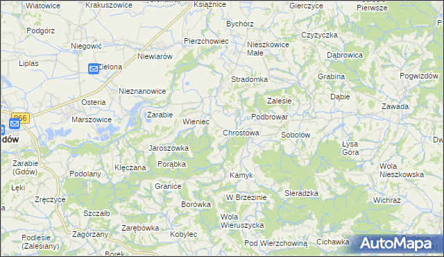 mapa Chrostowa gmina Łapanów, Chrostowa gmina Łapanów na mapie Targeo