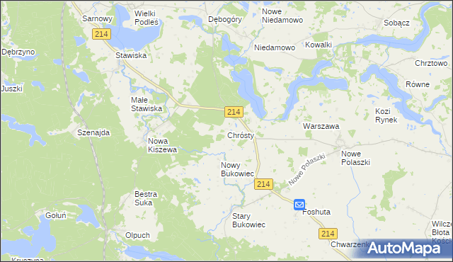 mapa Chrósty gmina Stara Kiszewa, Chrósty gmina Stara Kiszewa na mapie Targeo