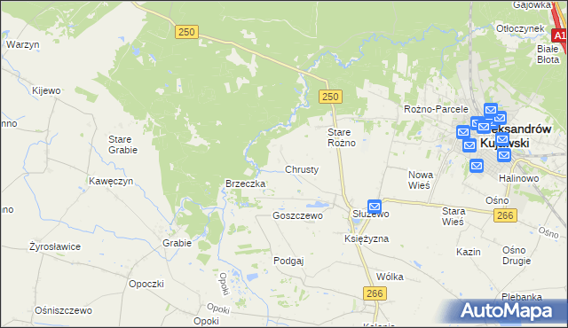 mapa Chrusty gmina Aleksandrów Kujawski, Chrusty gmina Aleksandrów Kujawski na mapie Targeo