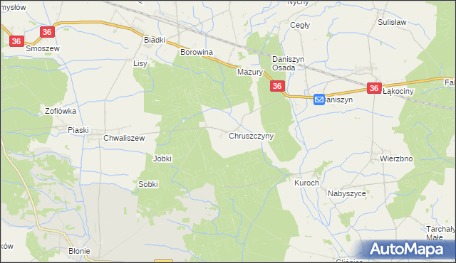 mapa Chruszczyny, Chruszczyny na mapie Targeo