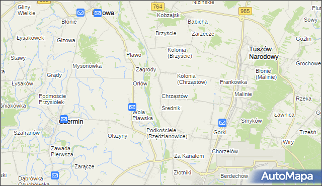 mapa Chrząstów gmina Mielec, Chrząstów gmina Mielec na mapie Targeo