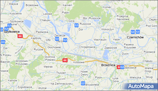 mapa Chrząstowice gmina Brzeźnica, Chrząstowice gmina Brzeźnica na mapie Targeo