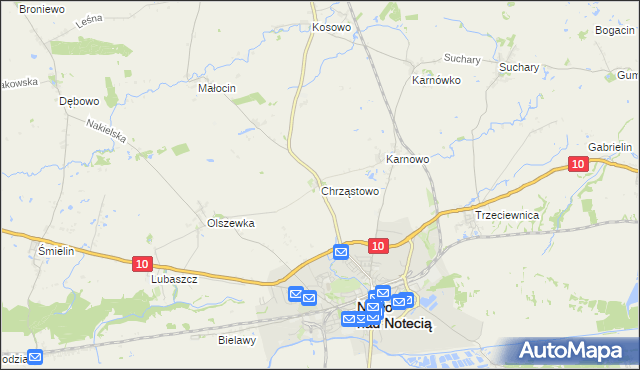 mapa Chrząstowo gmina Nakło nad Notecią, Chrząstowo gmina Nakło nad Notecią na mapie Targeo