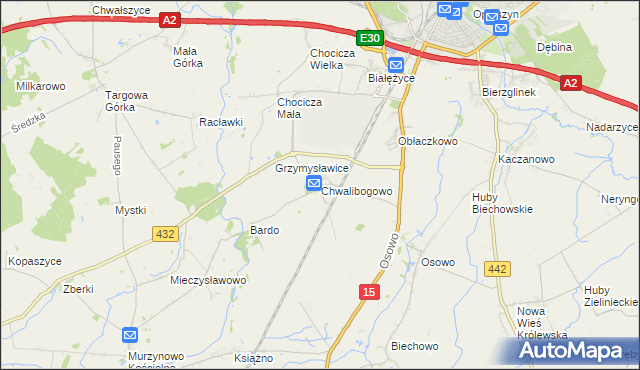 mapa Chwalibogowo gmina Września, Chwalibogowo gmina Września na mapie Targeo