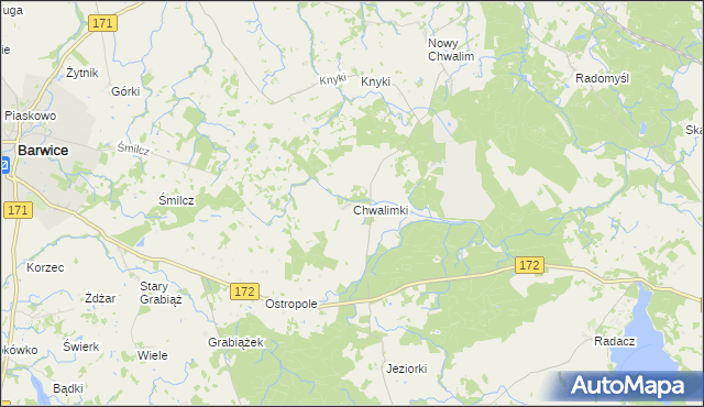 mapa Chwalimki, Chwalimki na mapie Targeo