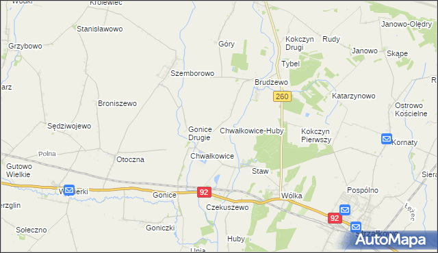 mapa Chwałkowice-Huby, Chwałkowice-Huby na mapie Targeo