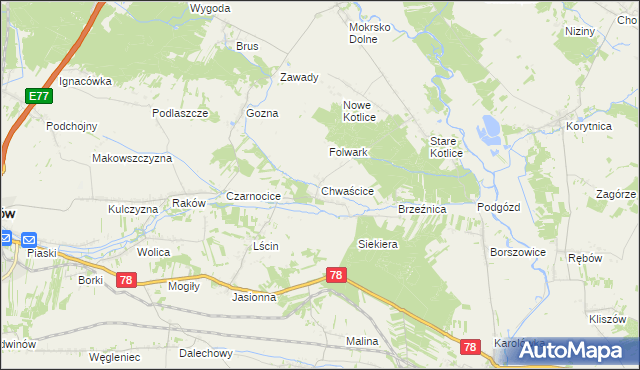 mapa Chwaścice, Chwaścice na mapie Targeo