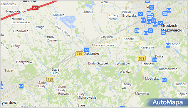 mapa Chylice gmina Jaktorów, Chylice gmina Jaktorów na mapie Targeo