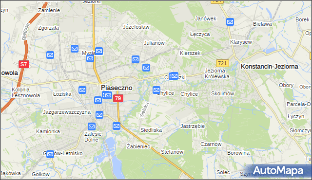 mapa Chylice gmina Piaseczno, Chylice gmina Piaseczno na mapie Targeo