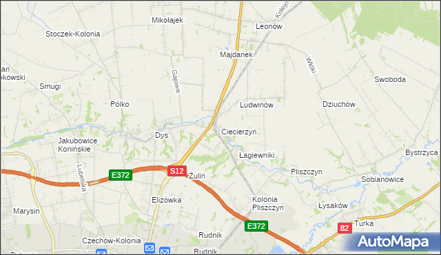 mapa Ciecierzyn gmina Niemce, Ciecierzyn gmina Niemce na mapie Targeo