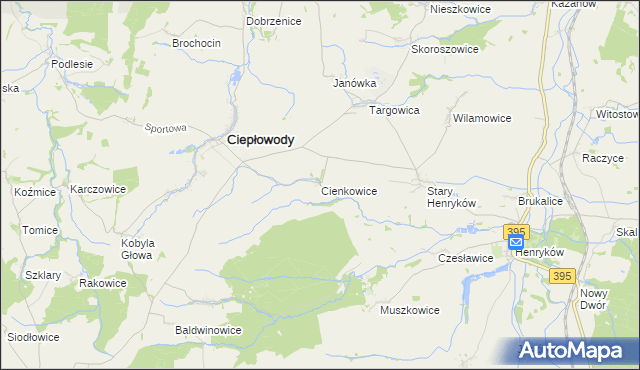 mapa Cienkowice, Cienkowice na mapie Targeo