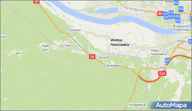 mapa Cierpice gmina Wielka Nieszawka, Cierpice gmina Wielka Nieszawka na mapie Targeo