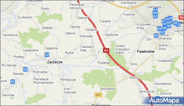 mapa Cieszacin Wielki, Cieszacin Wielki na mapie Targeo