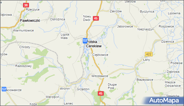 mapa Ciężkowice gmina Polska Cerekiew, Ciężkowice gmina Polska Cerekiew na mapie Targeo