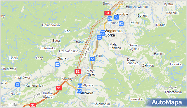 mapa Cisiec, Cisiec na mapie Targeo