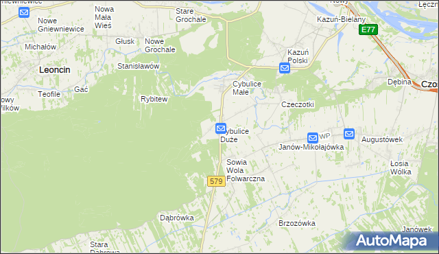 mapa Cybulice Duże, Cybulice Duże na mapie Targeo