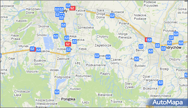 mapa Czaniec, Czaniec na mapie Targeo