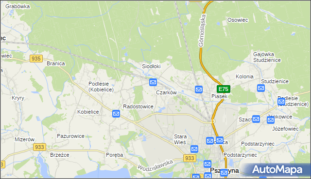 mapa Czarków gmina Pszczyna, Czarków gmina Pszczyna na mapie Targeo