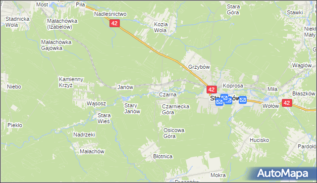 mapa Czarna gmina Stąporków, Czarna gmina Stąporków na mapie Targeo