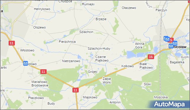 mapa Czarne Piątkowo, Czarne Piątkowo na mapie Targeo