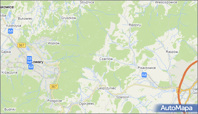 mapa Czarnów gmina Kamienna Góra, Czarnów gmina Kamienna Góra na mapie Targeo