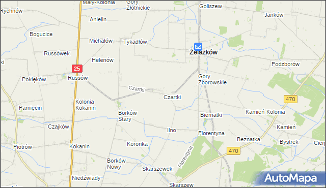 mapa Czartki gmina Żelazków, Czartki gmina Żelazków na mapie Targeo