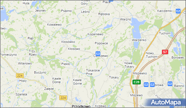 mapa Czeczewo gmina Przodkowo, Czeczewo gmina Przodkowo na mapie Targeo