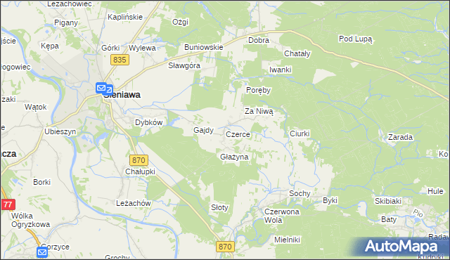 mapa Czerce, Czerce na mapie Targeo