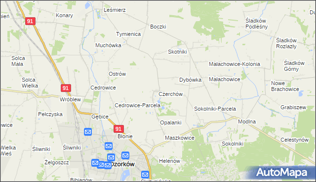 mapa Czerchów, Czerchów na mapie Targeo