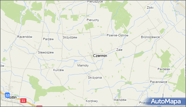 mapa Czermin powiat pleszewski, Czermin powiat pleszewski na mapie Targeo