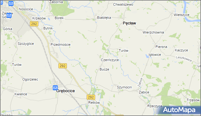 mapa Czerńczyce gmina Grębocice, Czerńczyce gmina Grębocice na mapie Targeo