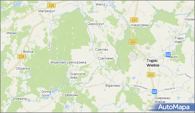 mapa Czerniewo gmina Trąbki Wielkie, Czerniewo gmina Trąbki Wielkie na mapie Targeo