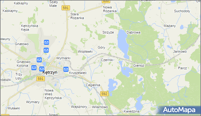 mapa Czerniki gmina Kętrzyn, Czerniki gmina Kętrzyn na mapie Targeo