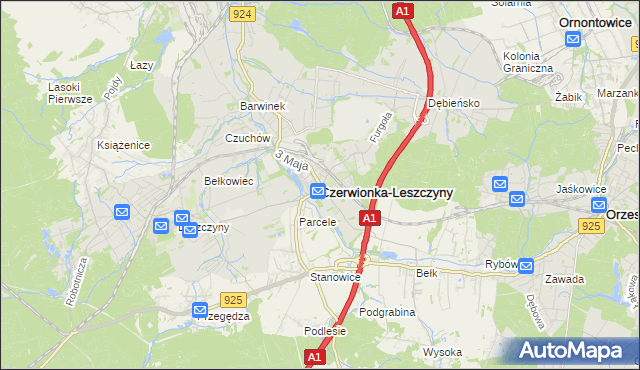 mapa Czerwionka-Leszczyny, Czerwionka-Leszczyny na mapie Targeo