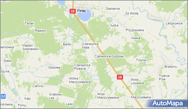 mapa Czerwonka-Gozdów, Czerwonka-Gozdów na mapie Targeo