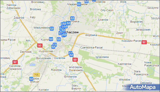 mapa Czerwonka-Parcel, Czerwonka-Parcel na mapie Targeo