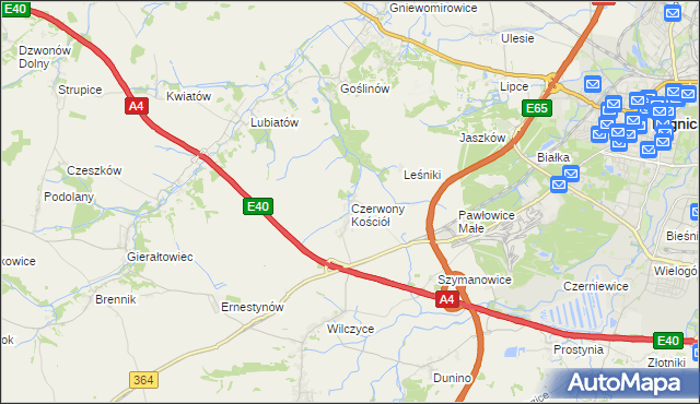 mapa Czerwony Kościół, Czerwony Kościół na mapie Targeo