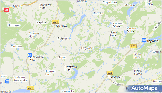 mapa Częstocin, Częstocin na mapie Targeo