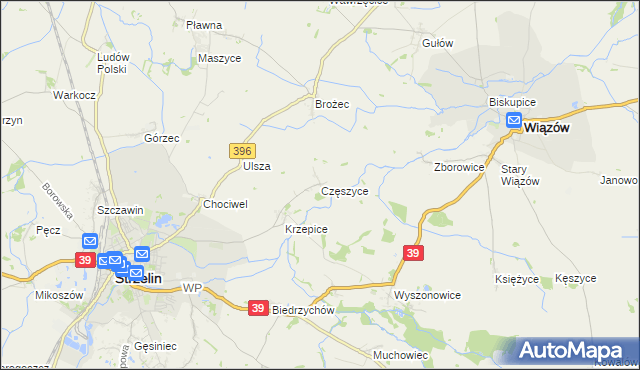 mapa Częszyce, Częszyce na mapie Targeo