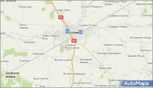 mapa Czyżew-Złote Jabłko, Czyżew-Złote Jabłko na mapie Targeo