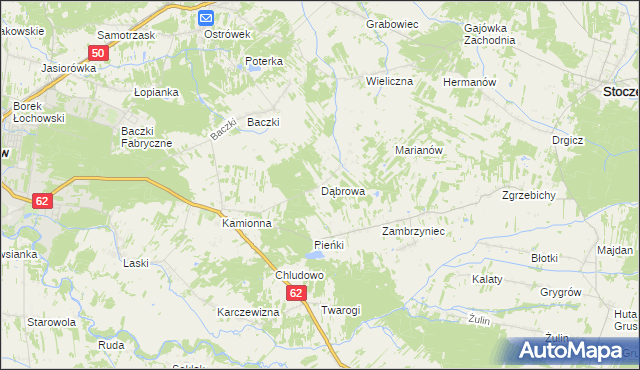 mapa Dąbrowa gmina Łochów, Dąbrowa gmina Łochów na mapie Targeo