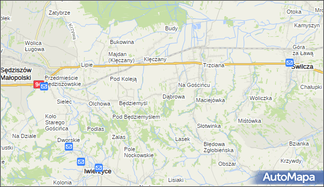 mapa Dąbrowa gmina Świlcza, Dąbrowa gmina Świlcza na mapie Targeo