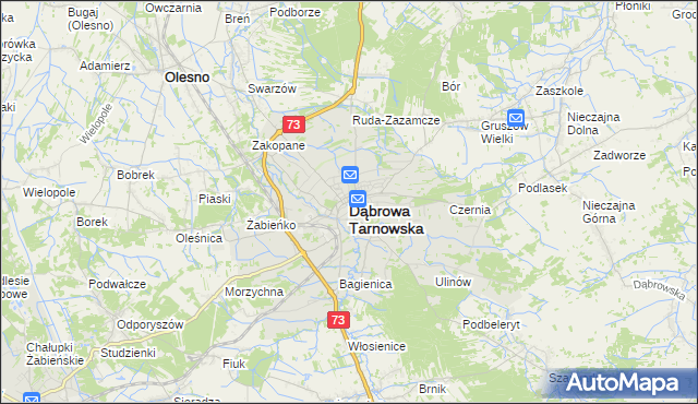 mapa Dąbrowa Tarnowska, Dąbrowa Tarnowska na mapie Targeo