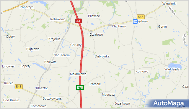 mapa Dąbrówka gmina Płużnica, Dąbrówka gmina Płużnica na mapie Targeo