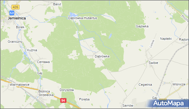 mapa Dąbrówka gmina Wielowieś, Dąbrówka gmina Wielowieś na mapie Targeo